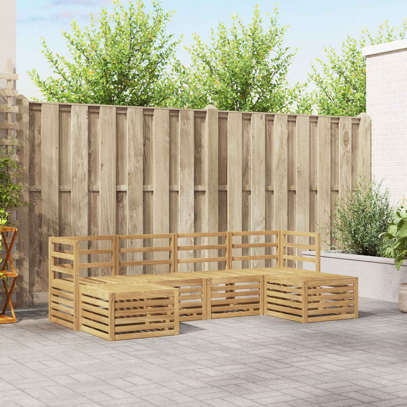 Ensembles de canapés 6 pcs Blanc Bois d'Acacia Massif - XIOS