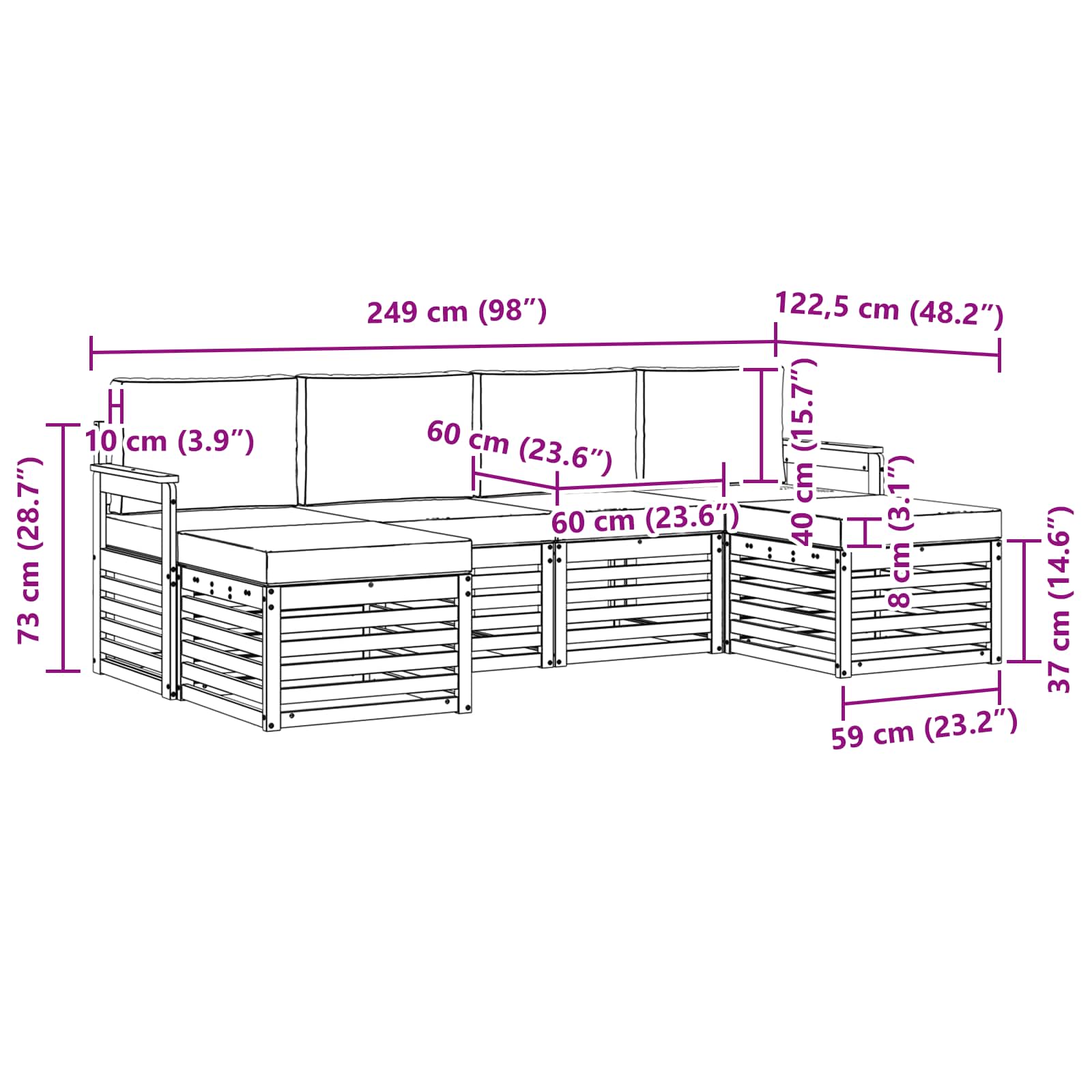 Ensemble de canapés d'extérieur 5 pcs Blanc et gris clair - XIOS