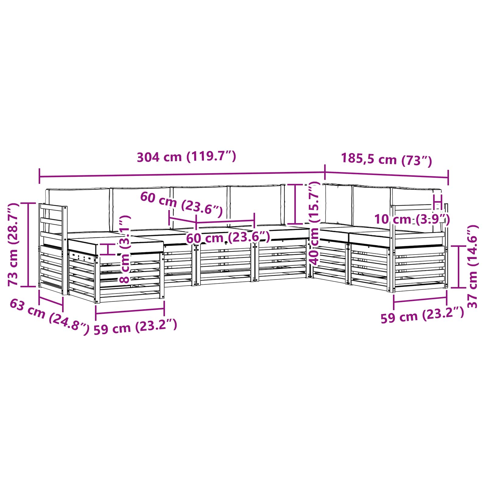 Ensemble de canapés d'extérieur 8 pcs Blanc et gris clair - XIOS