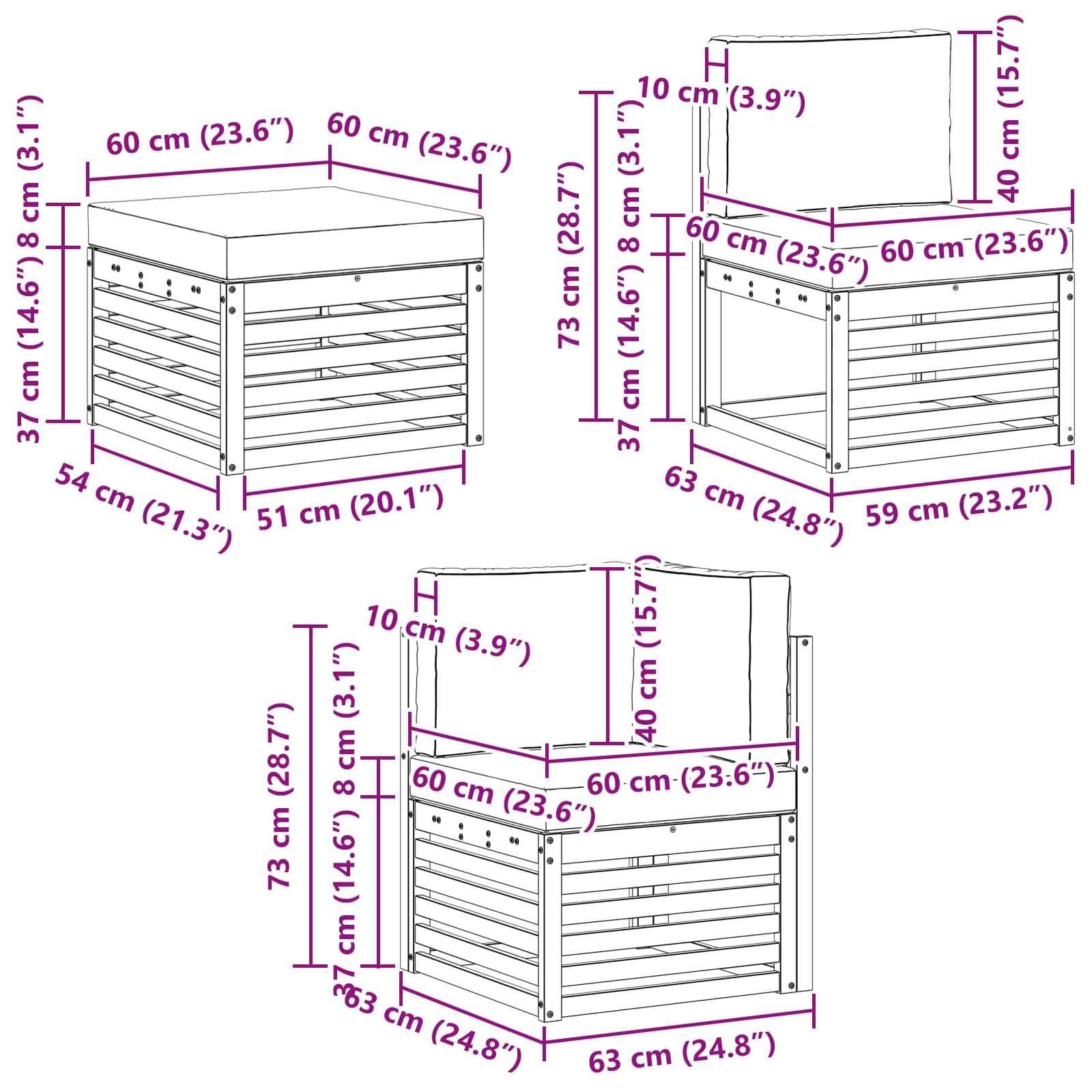 Ensemble de canapés d'extérieur 8 pcs Blanc et gris clair - XIOS