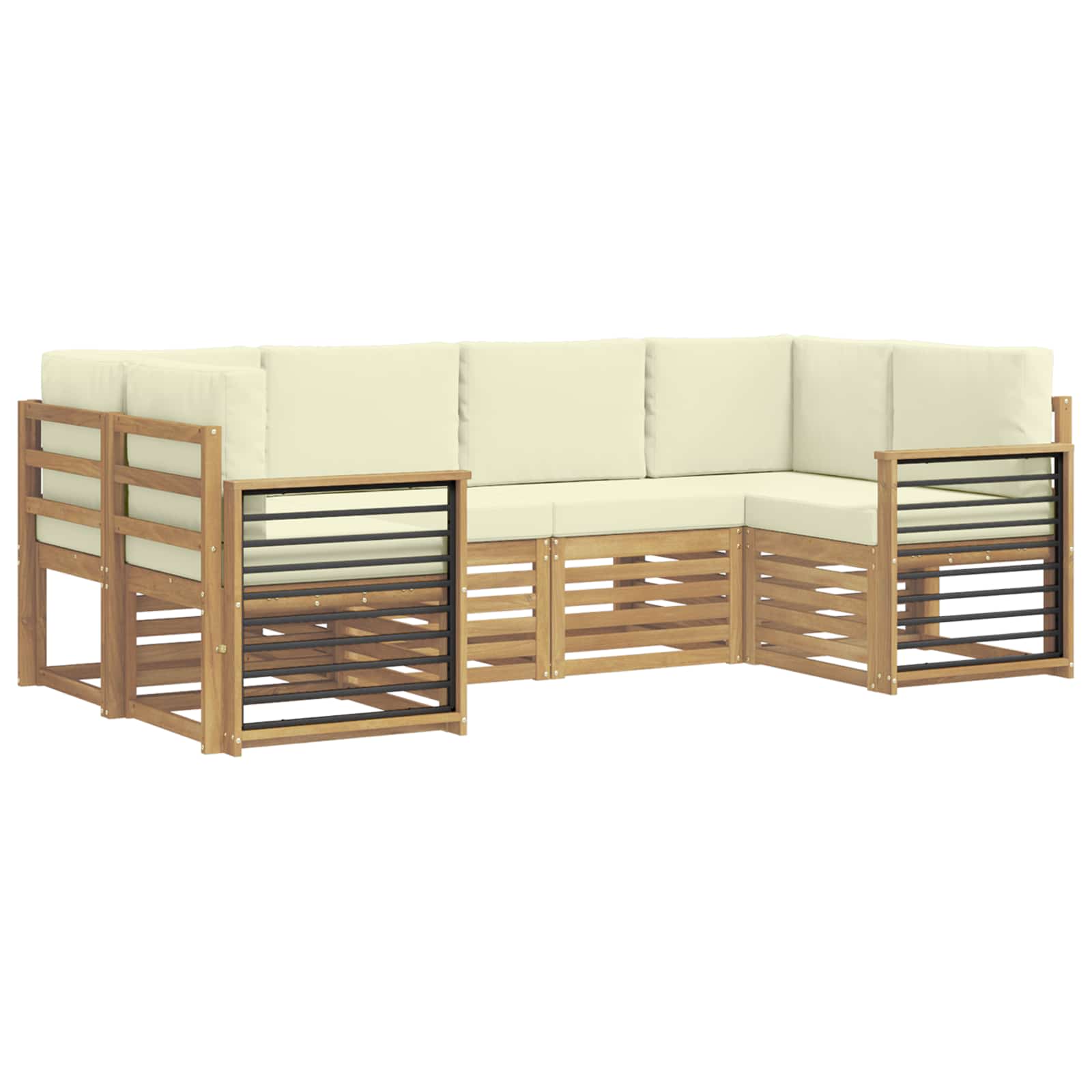 Ensemble de canapé d'angle 6 pcs Blanc et crème Polyester - XIOS