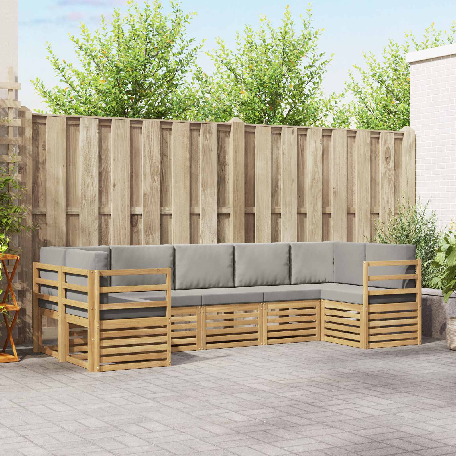 Ensemble de canapé d'angle 7 pcs Blanc et gris clair - XIOS