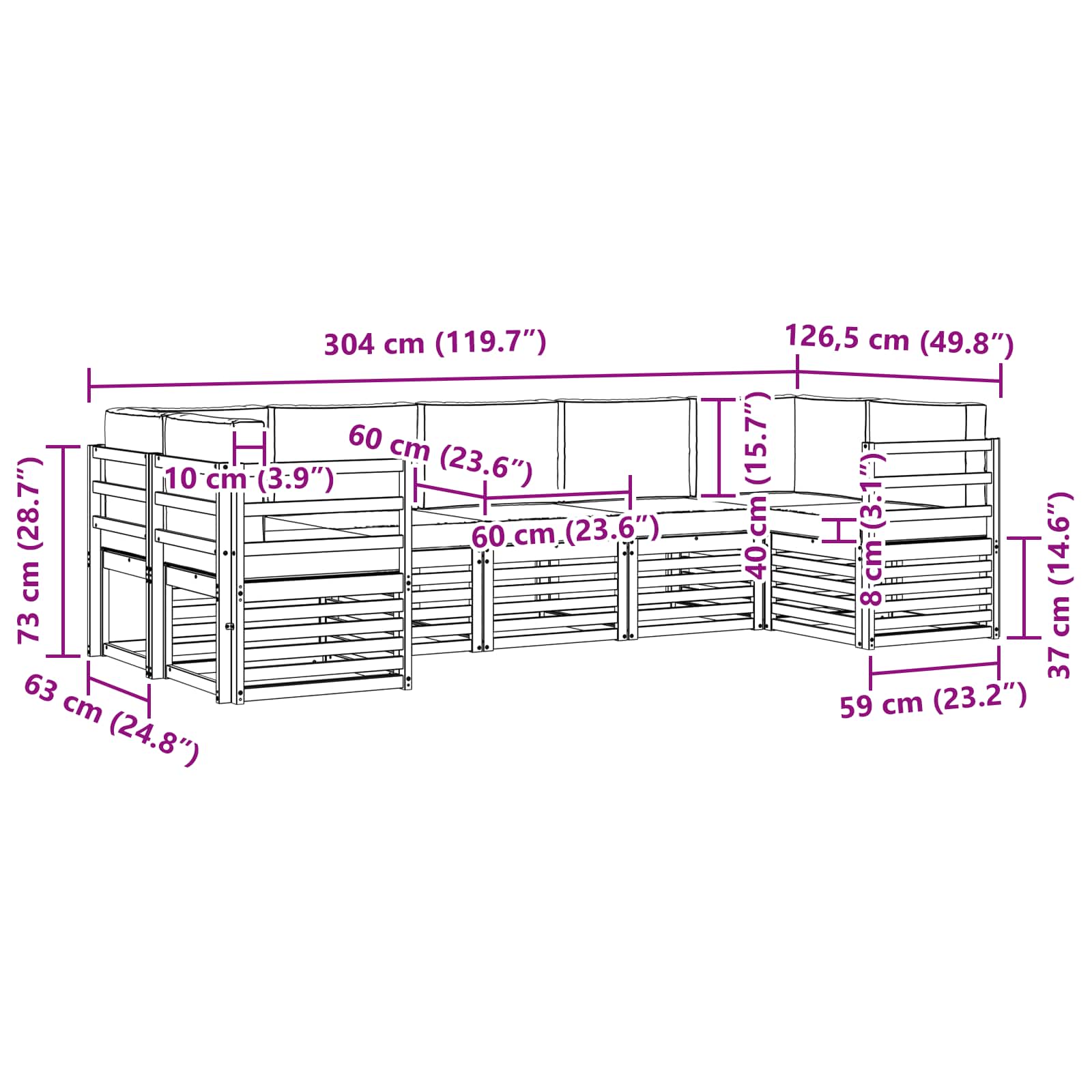 Ensemble de canapé d'angle 7 pcs Blanc et gris clair - XIOS