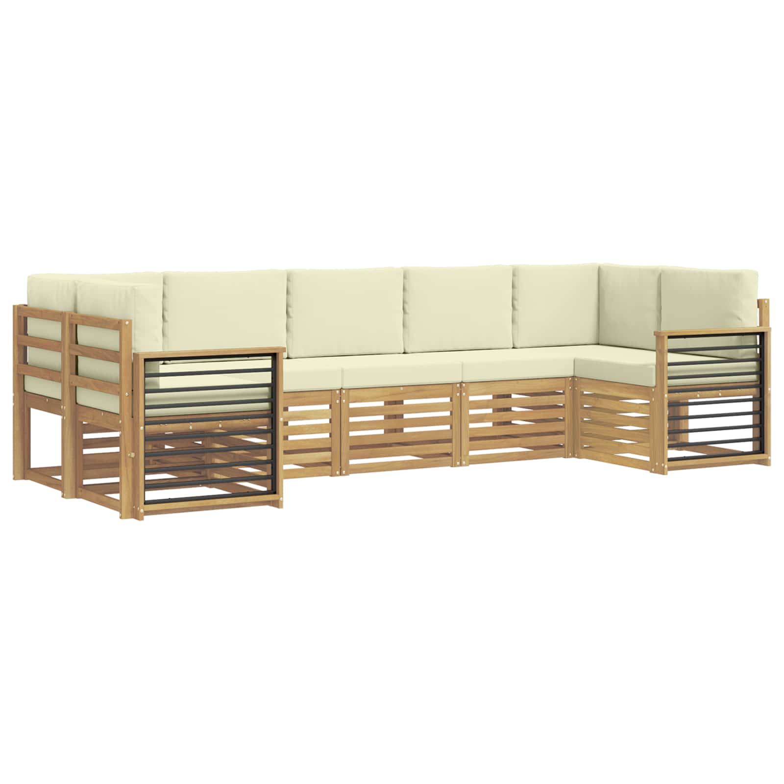Ensemble de canapé d'angle 7 pcs Blanc et crème Polyester - XIOS