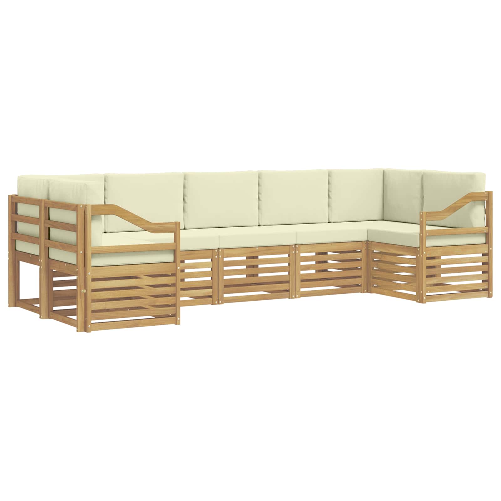 Ensemble de canapé d'angle 7 pcs Blanc et crème Polyester - XIOS