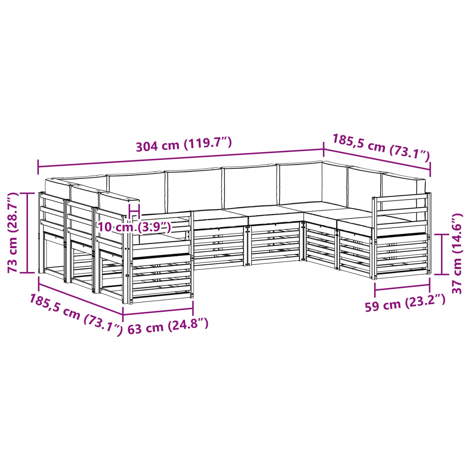 Ensemble de canapé d'angle 9 pcs Blanc et gris clair - XIOS