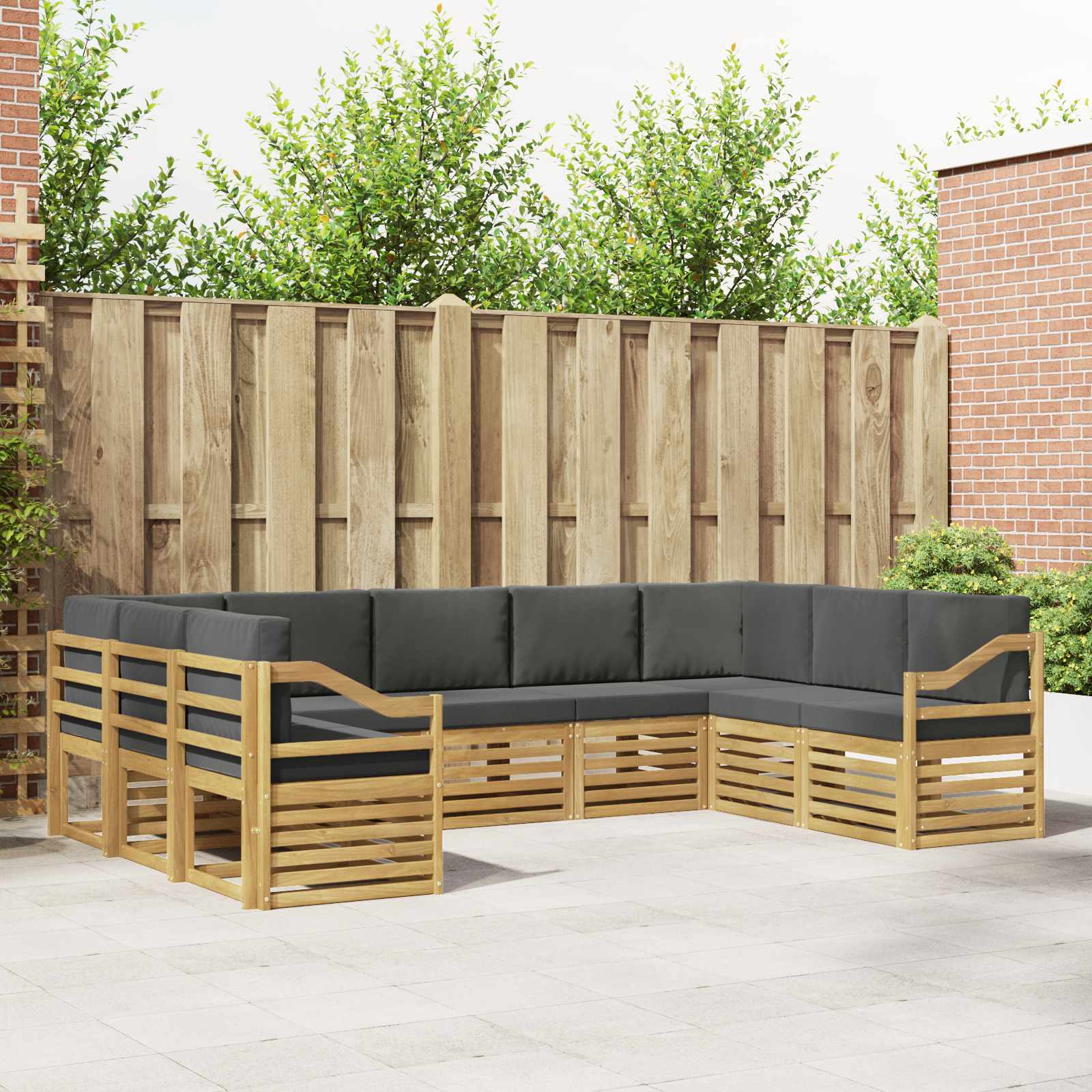 Ensemble de canapé d'angle 9 pcs Blanc et anthracite - XIOS