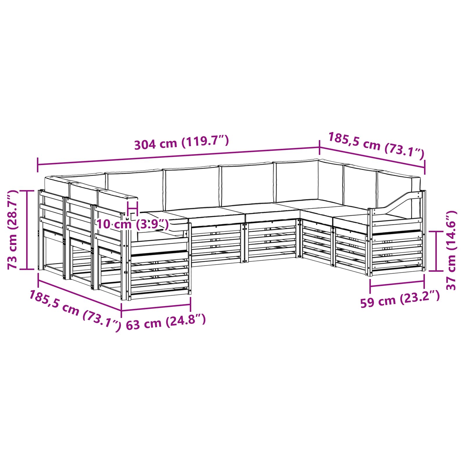 Ensemble de canapé d'angle 9 pcs Blanc et anthracite - XIOS
