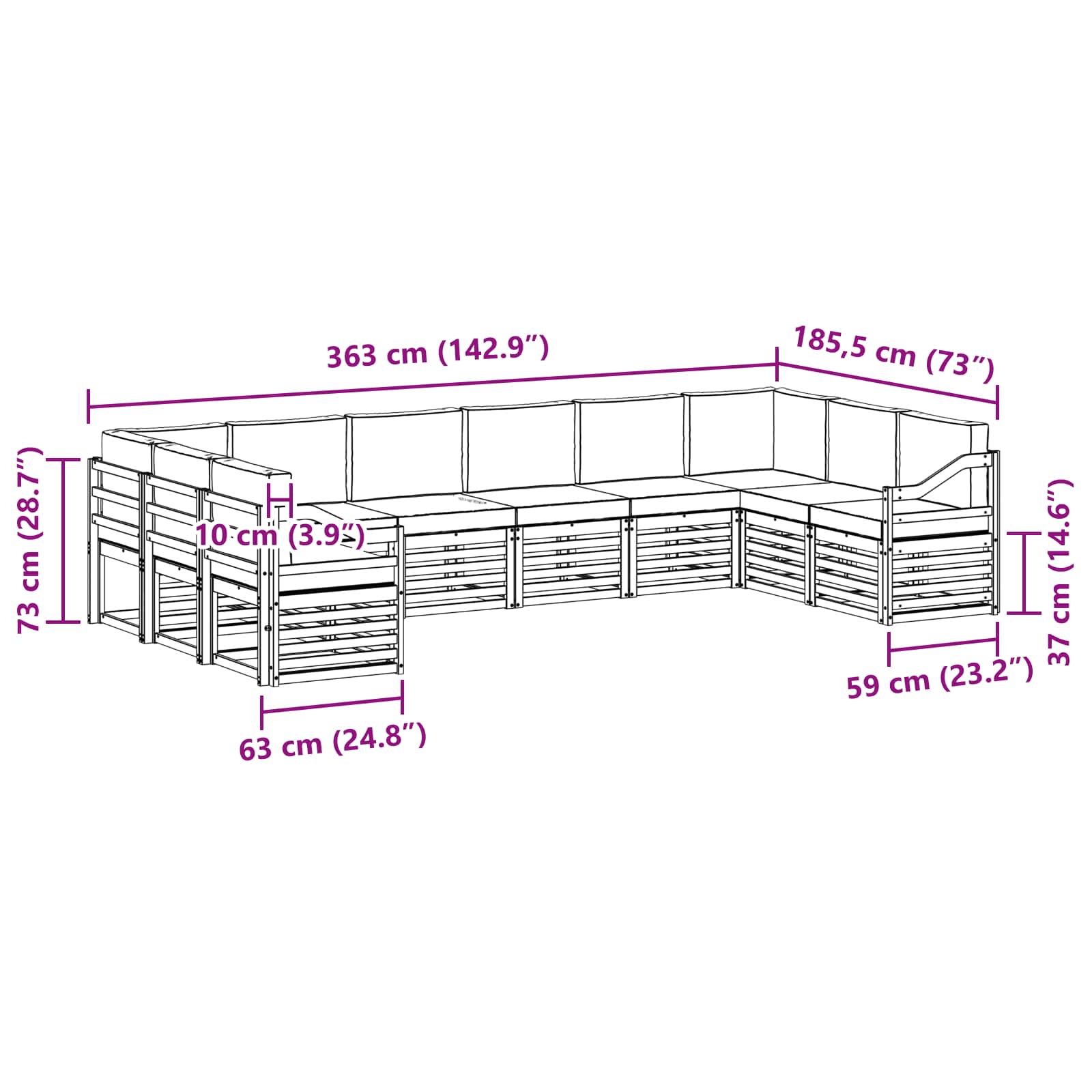 Ensemble de canapé d'angle 10 pcs Blanc et gris clair - XIOS