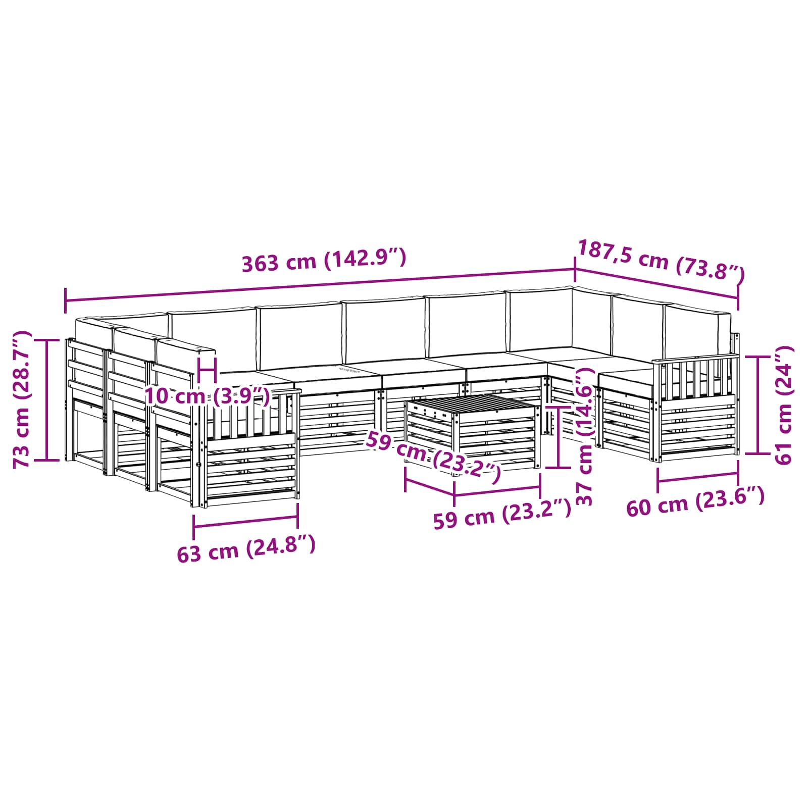 Ensemble de canapés d'extérieur 8 pcs Blanc et Anthracite - XIOS