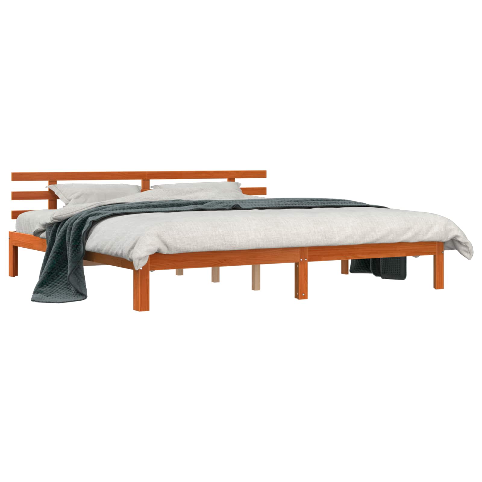 Cadre de lit avec tête de lit Brun cire 203.5 x 205.5 x 69.5 cm - XIOS