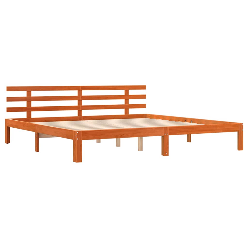 Cadre de lit Marron cire 200 x 200 cm Pin en bois massif - XIOS