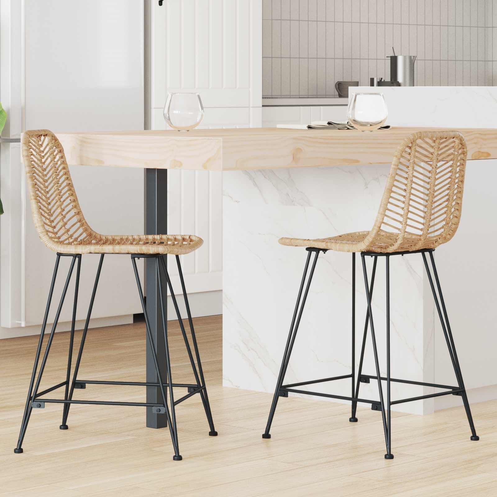 Chaise de bar 2 pcs Naturel 44,5 x 54,5 x 97,5 cm - XIOS