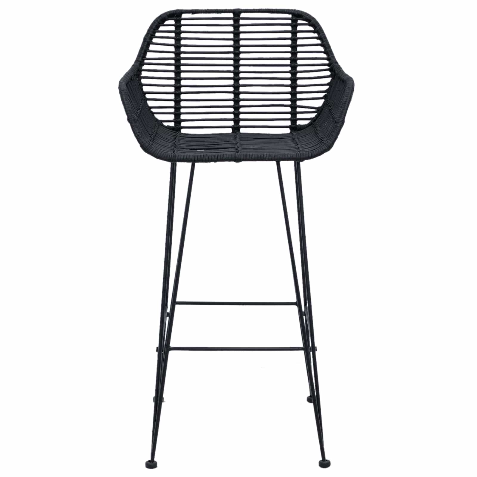 Chaise de bar 2 pcs Noir 55 x 52 x 92 cm Rotin et métal - XIOS