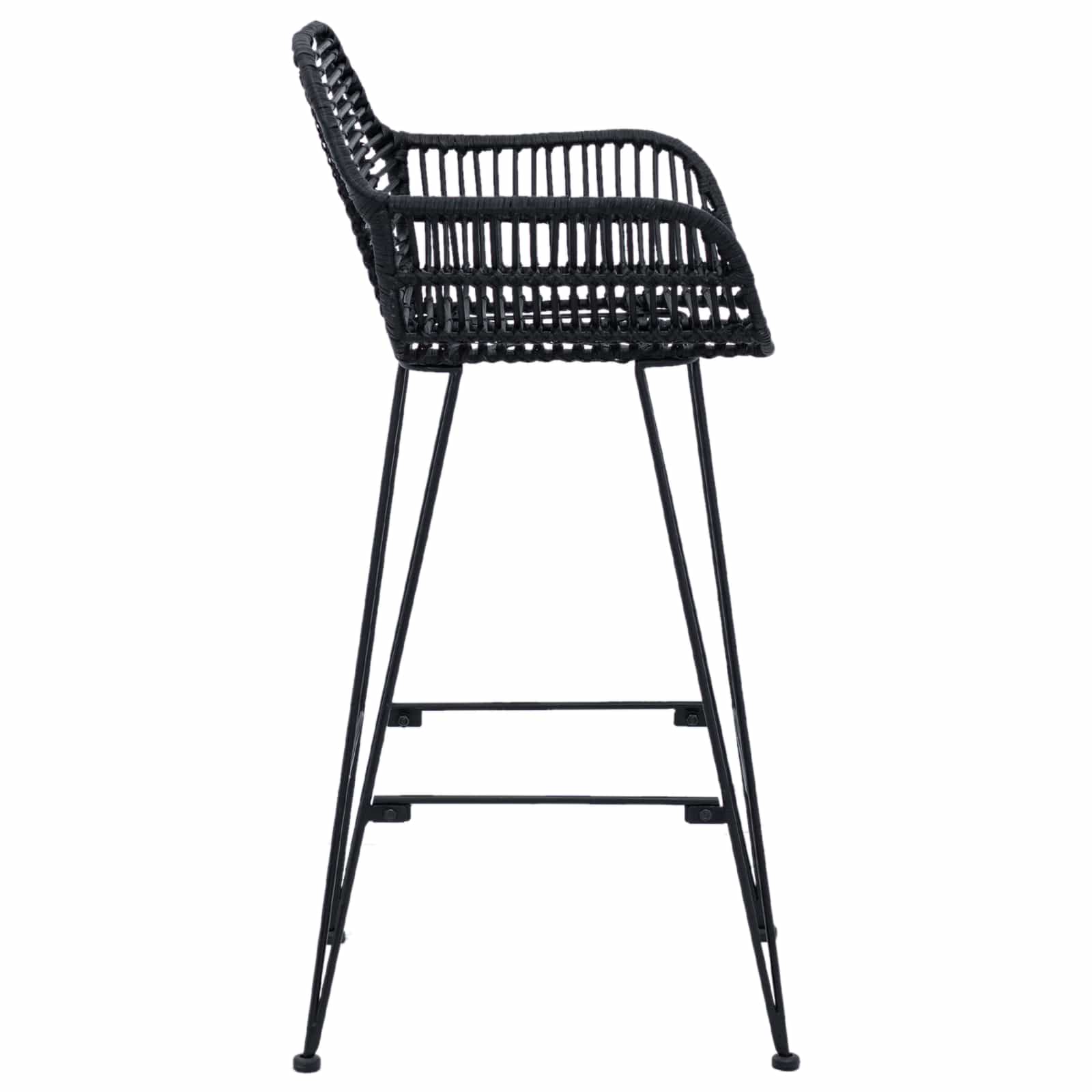 Chaise de bar 2 pcs Noir 55 x 52 x 92 cm Rotin et métal - XIOS