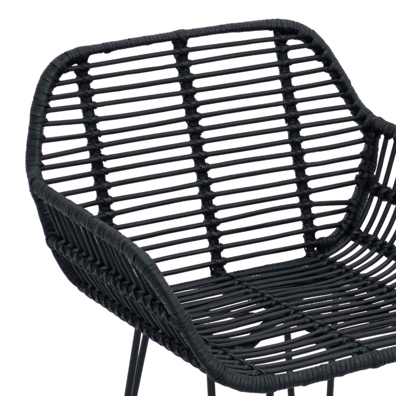 Chaise de bar 2 pcs Noir 55 x 52 x 105 cm Rotin et métal - XIOS