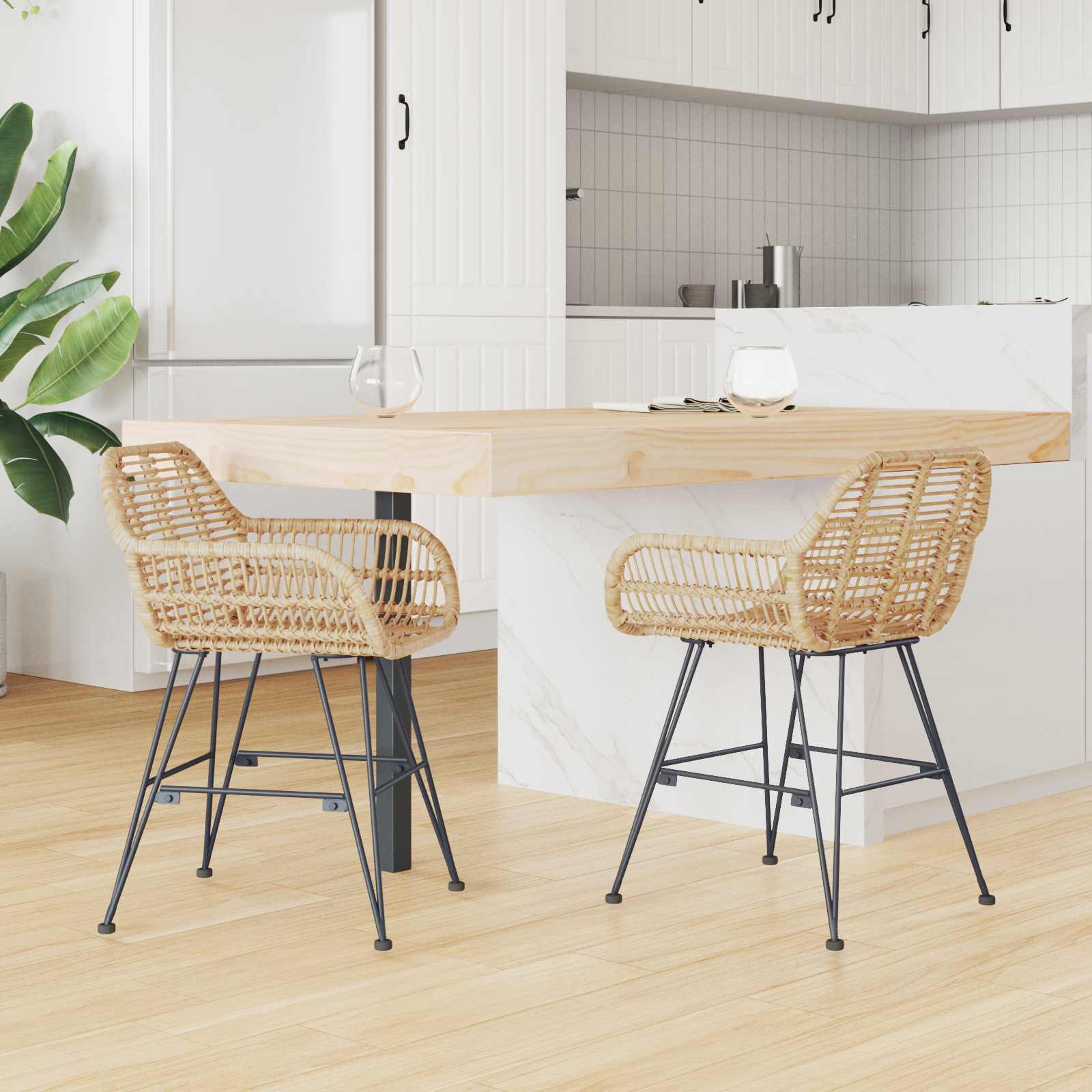 Chaise de salle à manger 2 pcs Naturel 55 x 50 x 74 cm - XIOS
