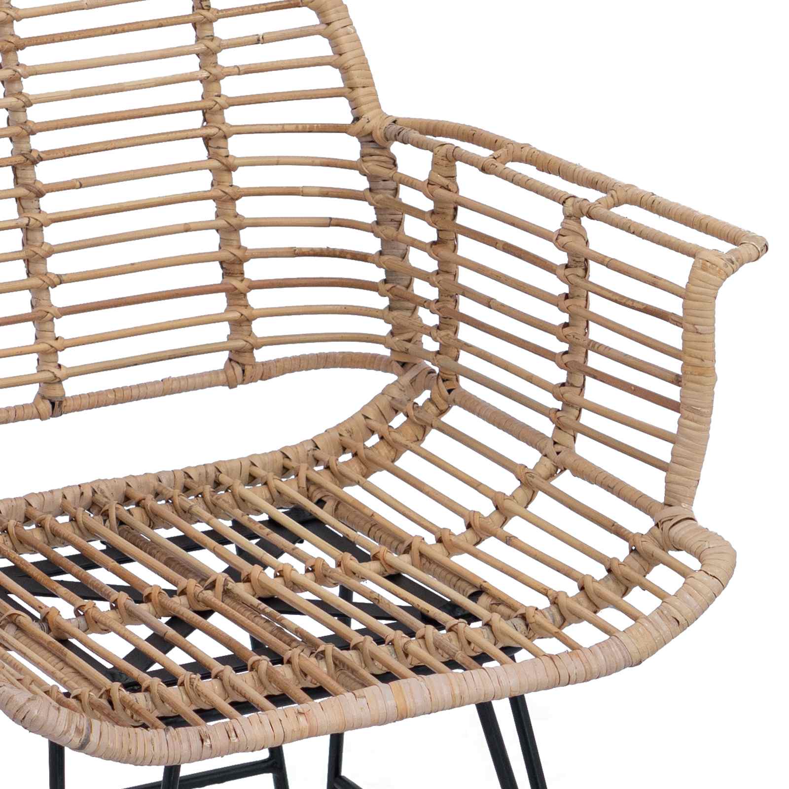 Chaise de salle à manger 2 pc Rotin et métal Naturel