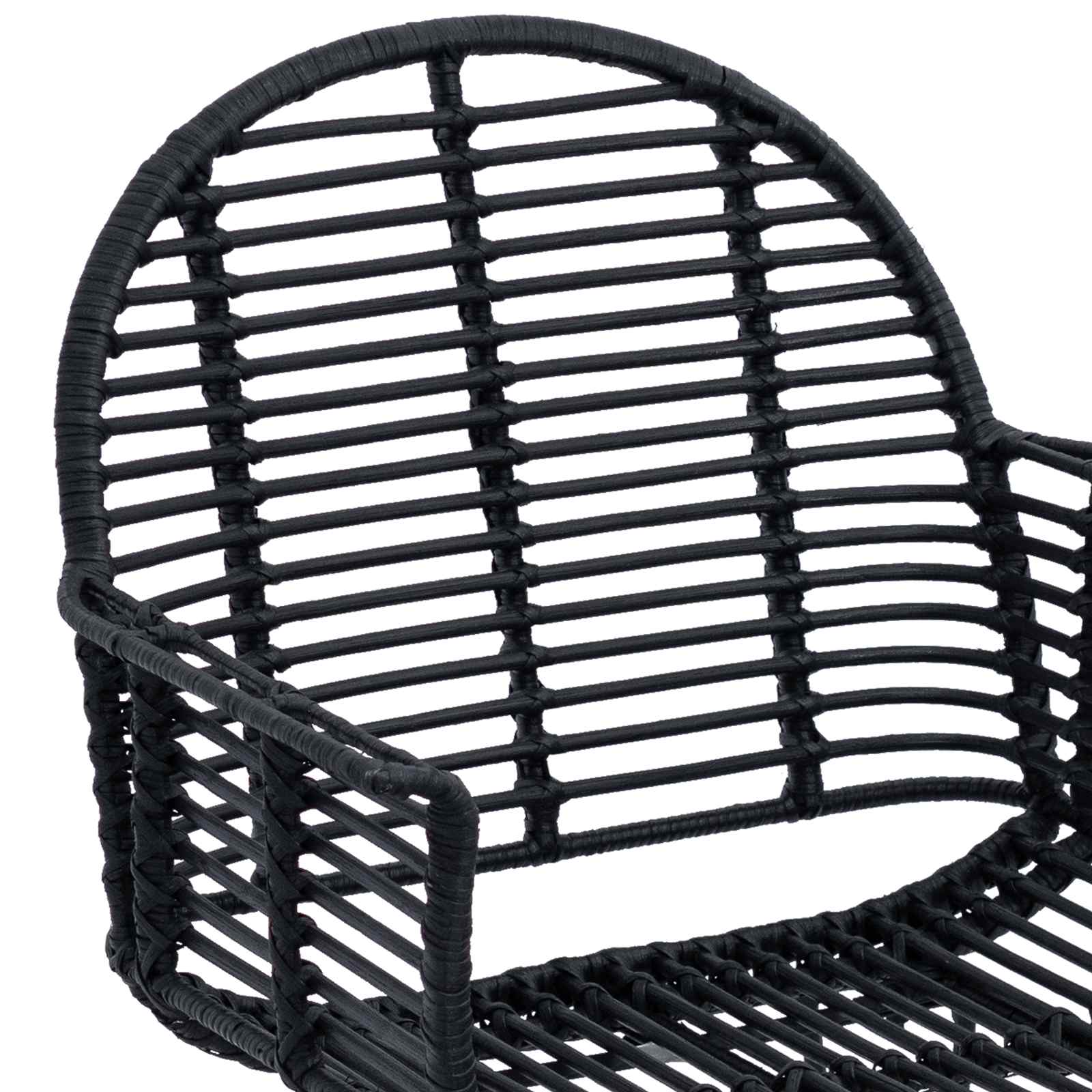 Chaise de salle à manger 2 pc Rotin et métal Noir