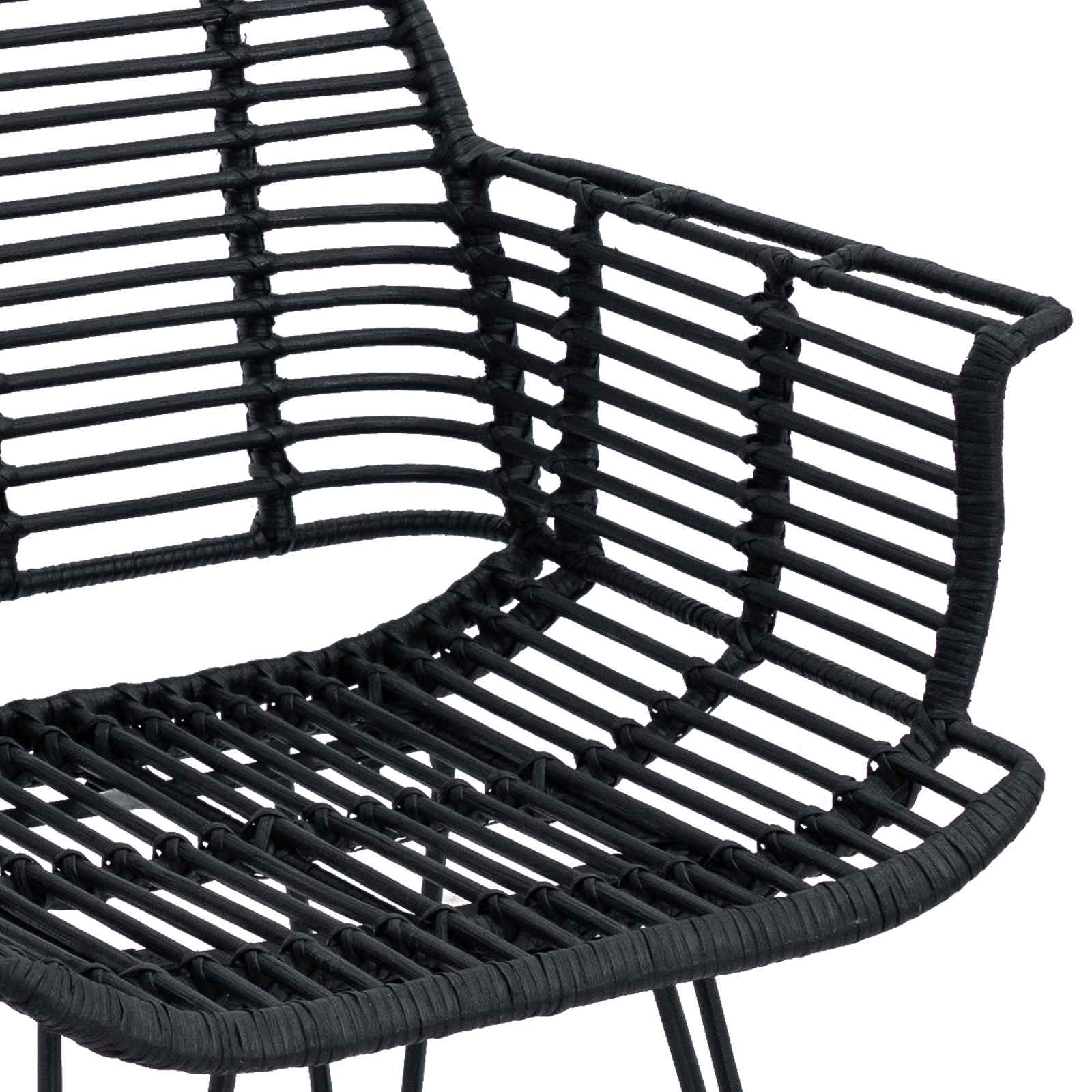 Chaise de salle à manger 2 pc Rotin et métal Noir