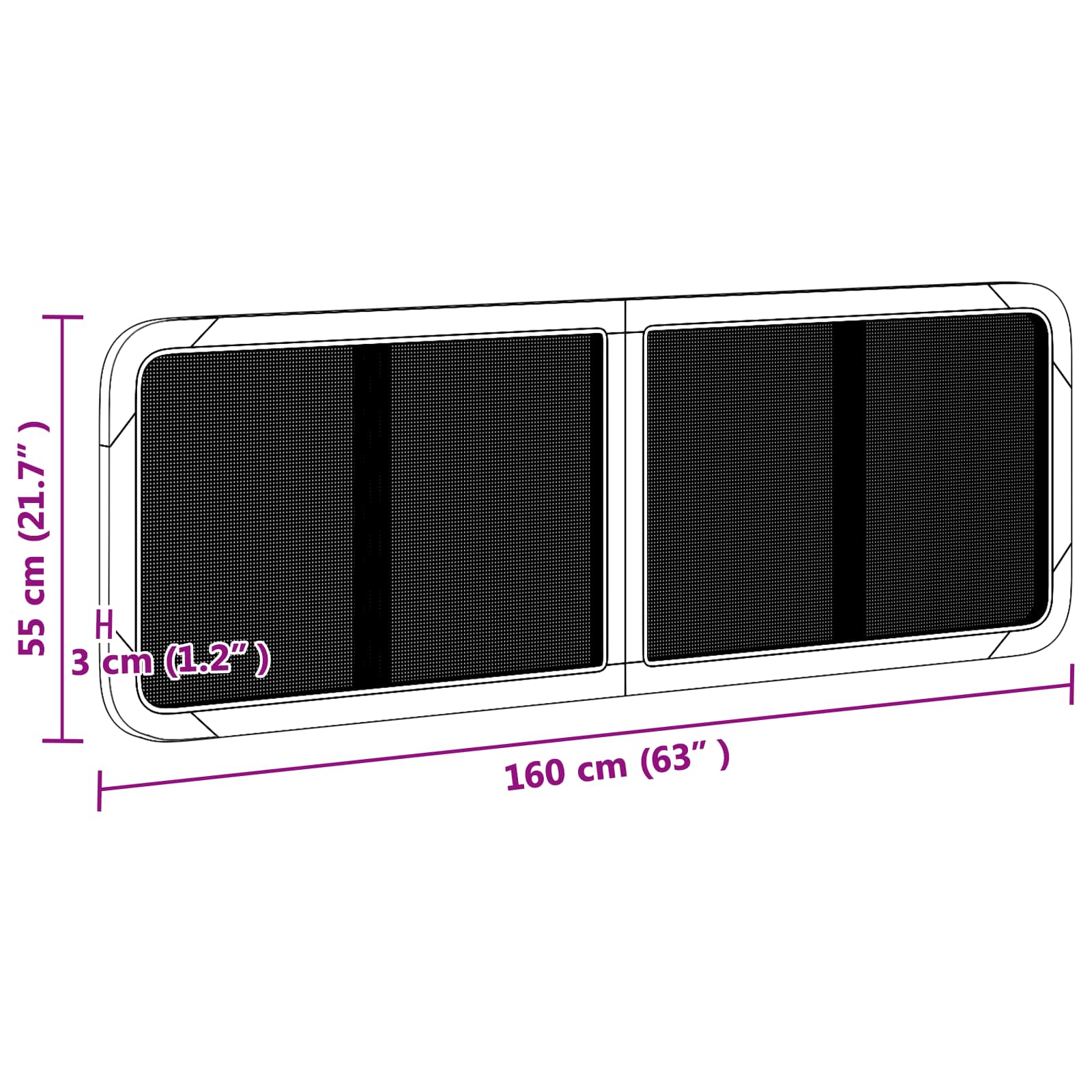 Tête de lit avec tête de lit Noir 160 x 55 x 3 cm Rotin - XIOS