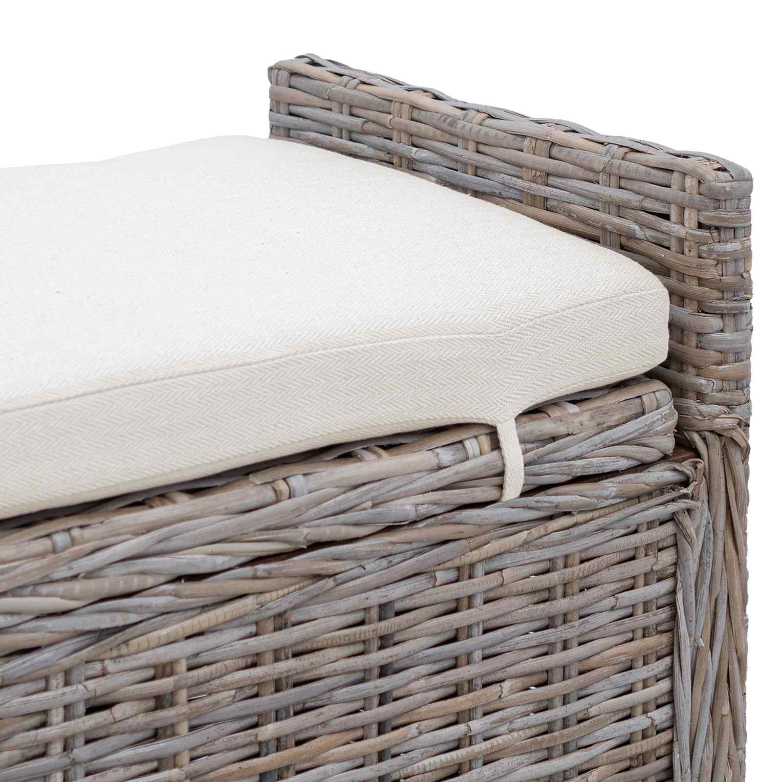 Banc de rangement avec coussin Gris 110 x 40 x 50 cm Rotin - XIOS