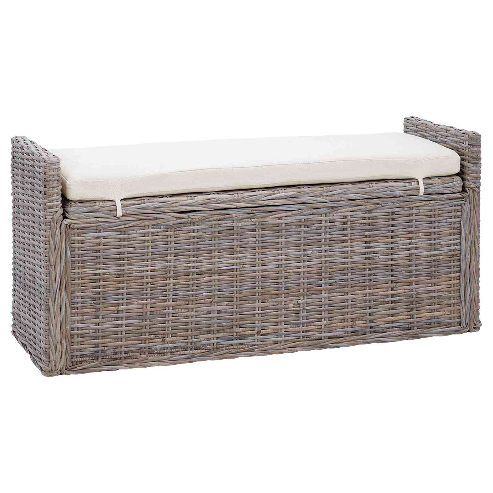 Banc de rangement avec coussin Gris 110 x 40 x 50 cm Rotin - XIOS