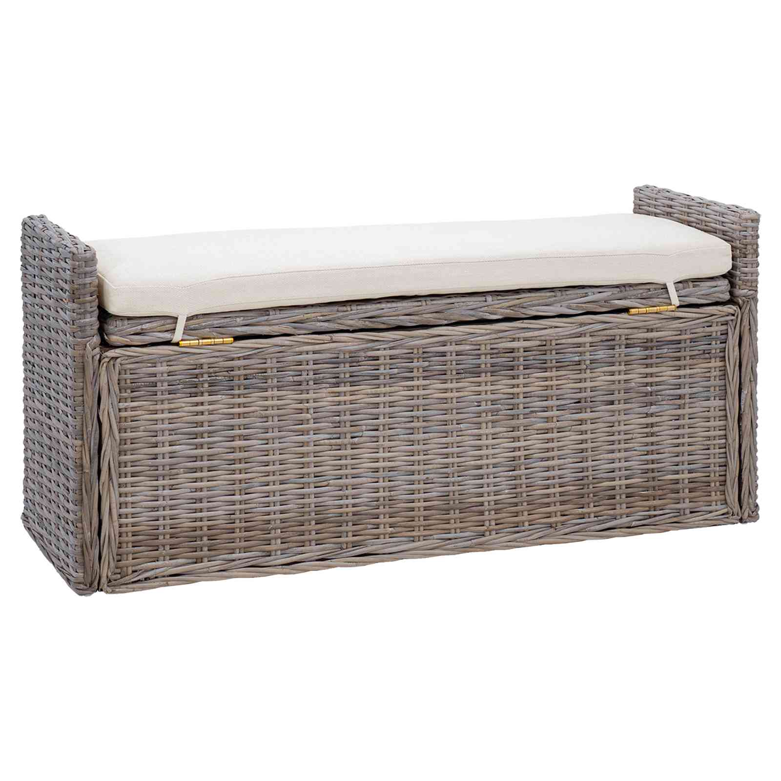 Banc de rangement avec coussin Gris 110 x 40 x 50 cm Rotin - XIOS