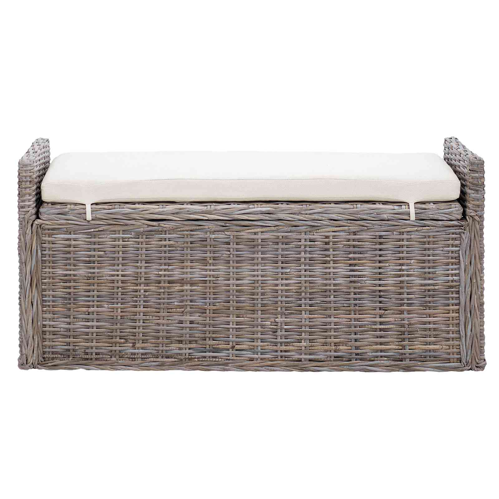 Banc de rangement avec coussin Gris 110 x 40 x 50 cm Rotin - XIOS
