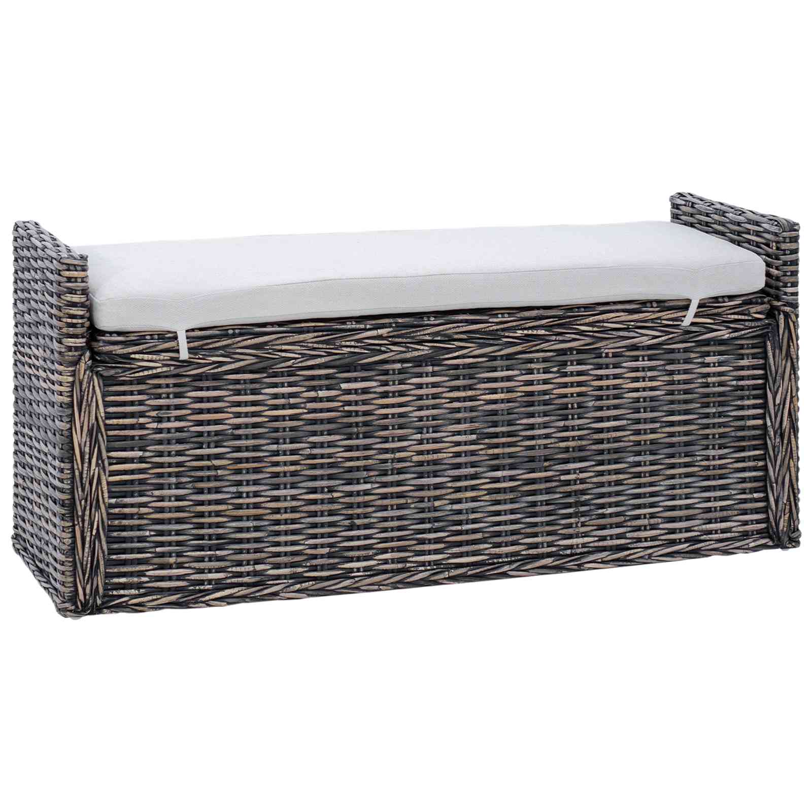 Banc de rangement Noir Blanchi 110 x 40 x 50 cm Rotin - XIOS