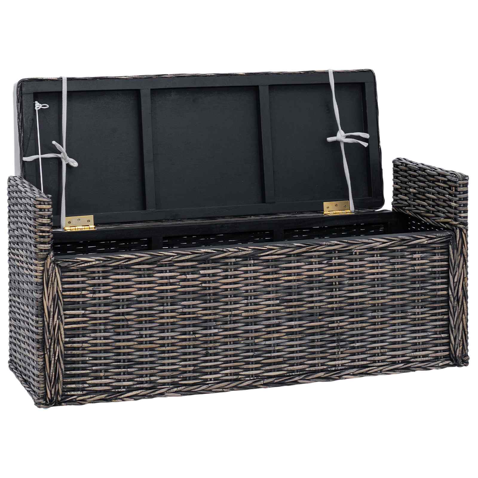 Banc de rangement Noir Blanchi 110 x 40 x 50 cm Rotin - XIOS
