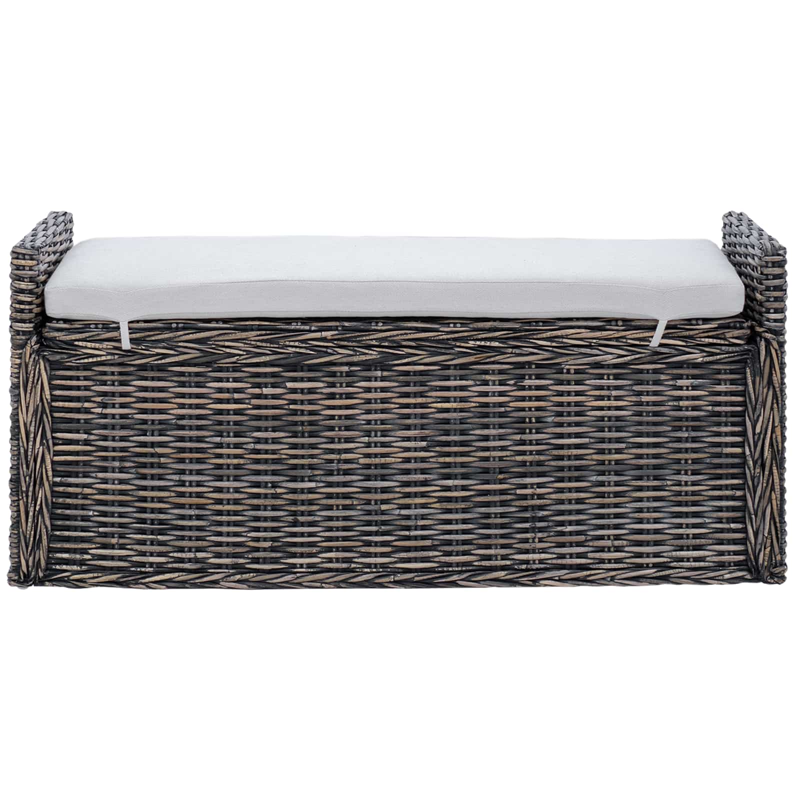 Banc de rangement Noir Blanchi 110 x 40 x 50 cm Rotin - XIOS