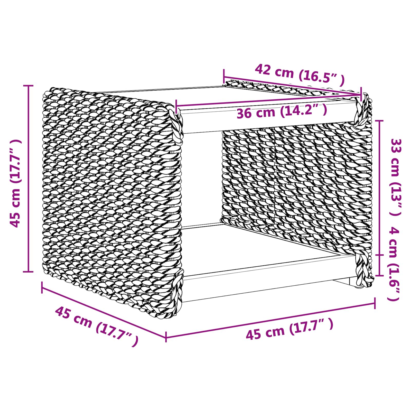 Table d'appoint Naturel 45 x 45 x 45 cm Bois de Mahogany Massif - XIOS
