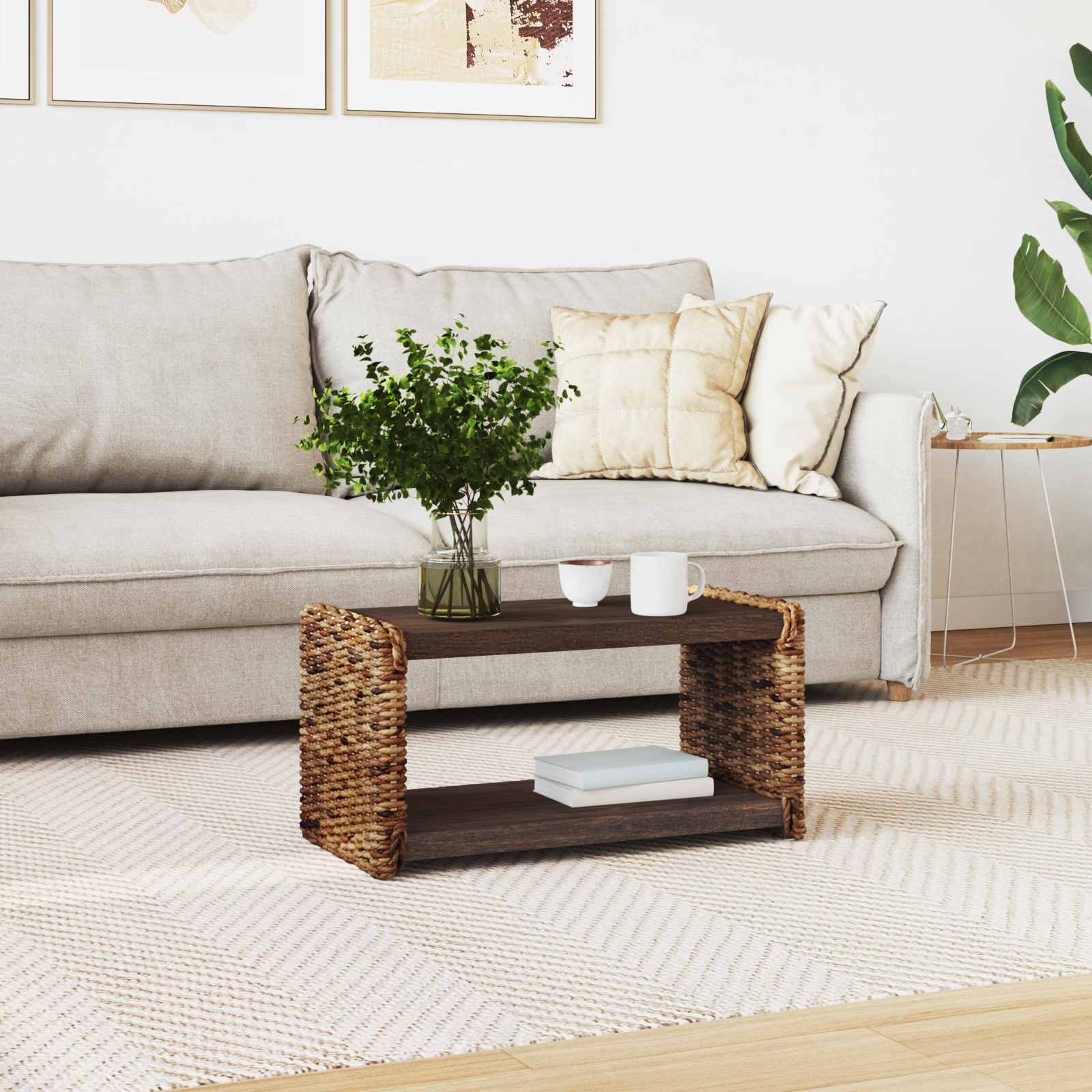 Table d'appoint Naturel 70 x 35 x 35 cm Bois de Mahogany Massif - XIOS