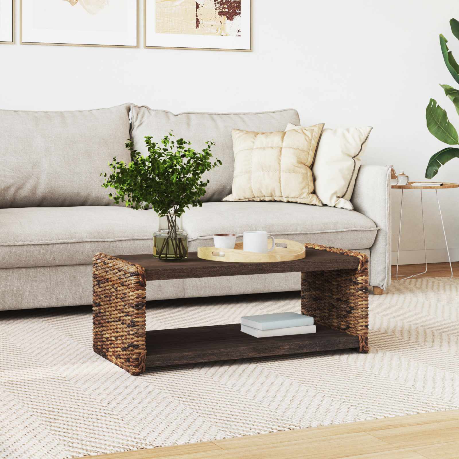 Table d'appoint Naturel 90 x 45 x 35 cm Bois de Mahogany Massif - XIOS