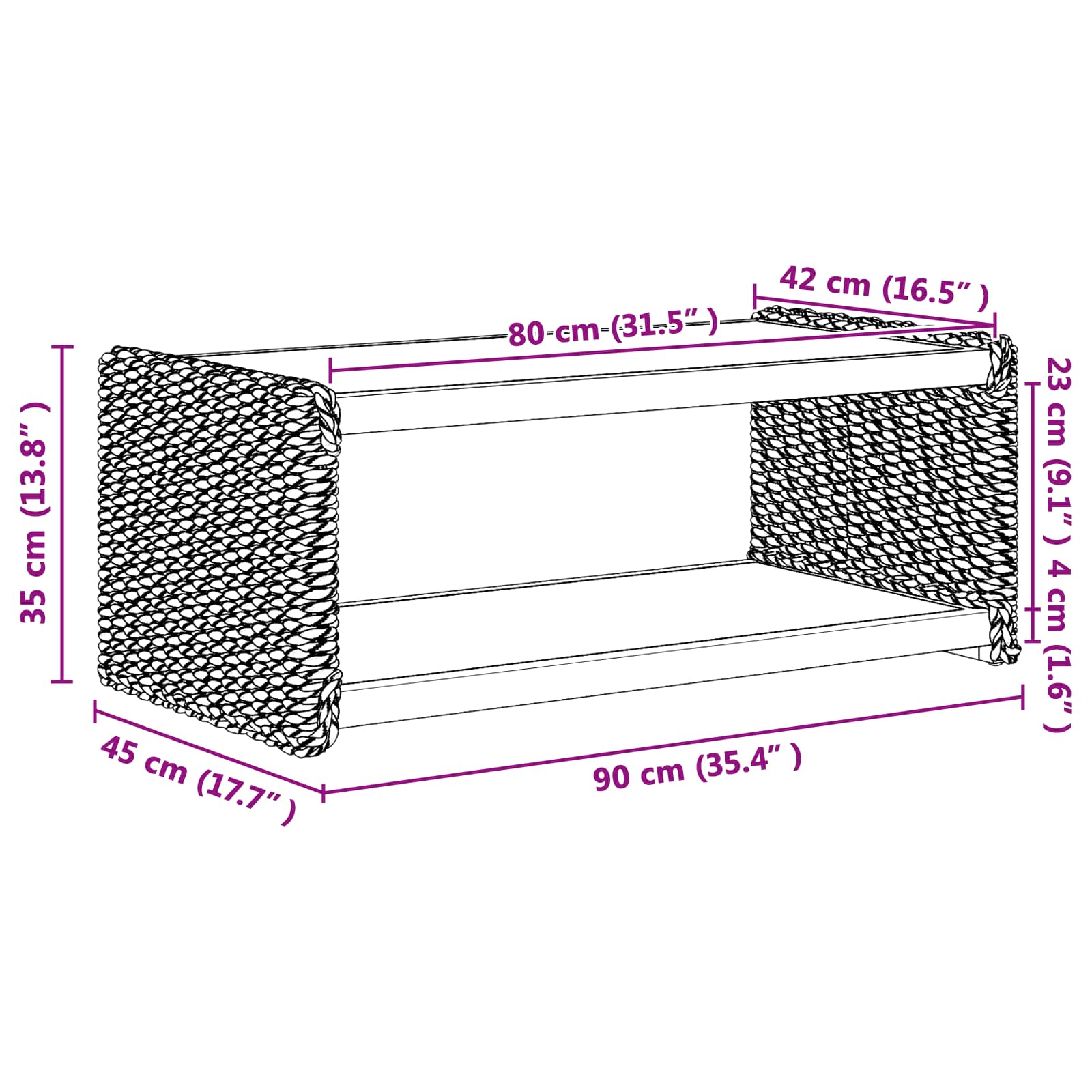 Table d'appoint Naturel 90 x 45 x 35 cm Bois de Mahogany Massif - XIOS
