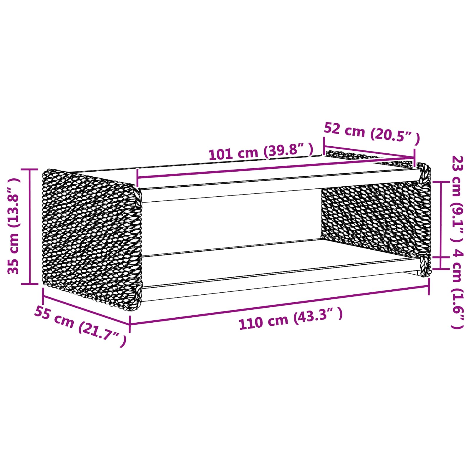 Table d'appoint Naturel 110 x 55 x 35 cm - XIOS