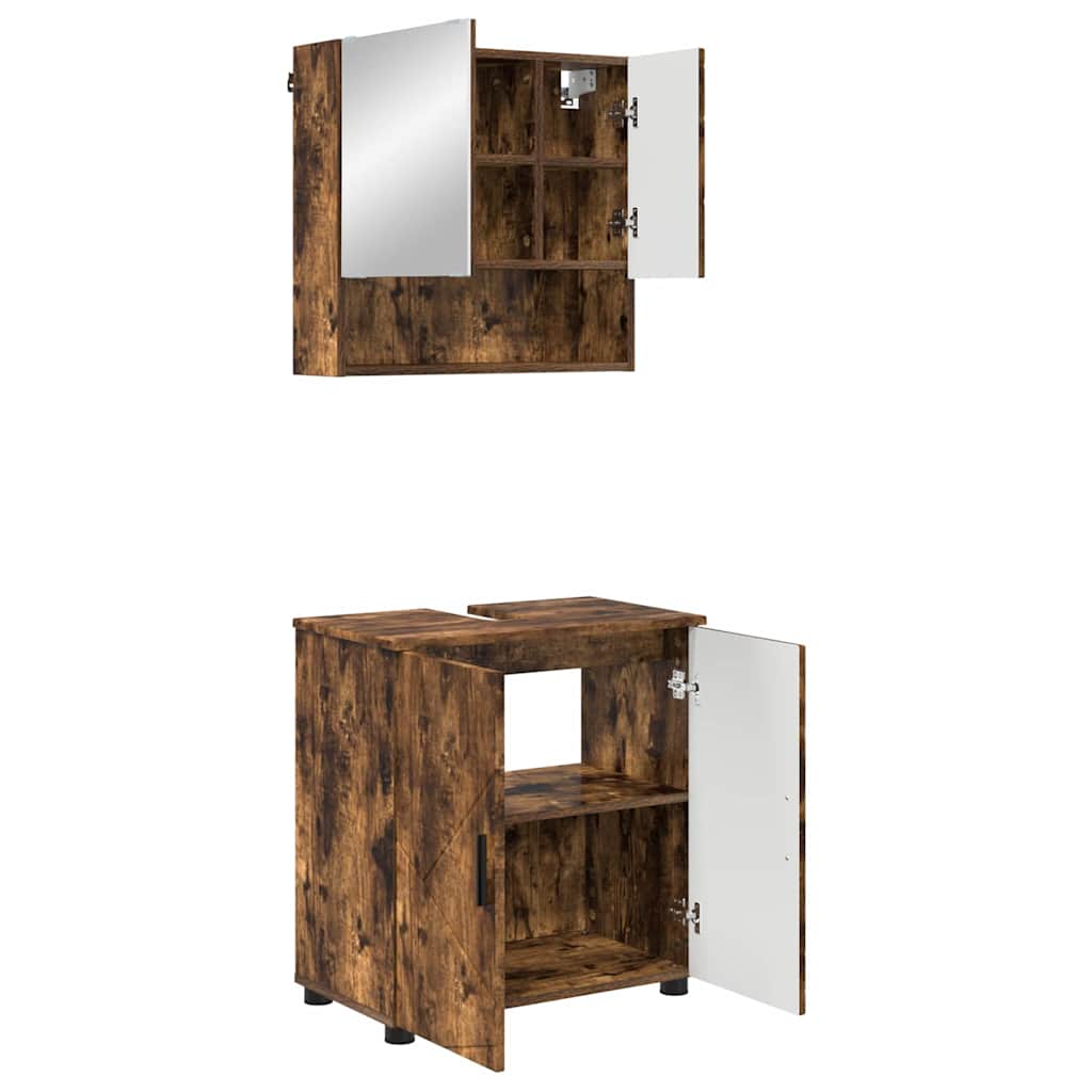 Ensemble de mobilier de salle de bain 2 pc Chêne fumé