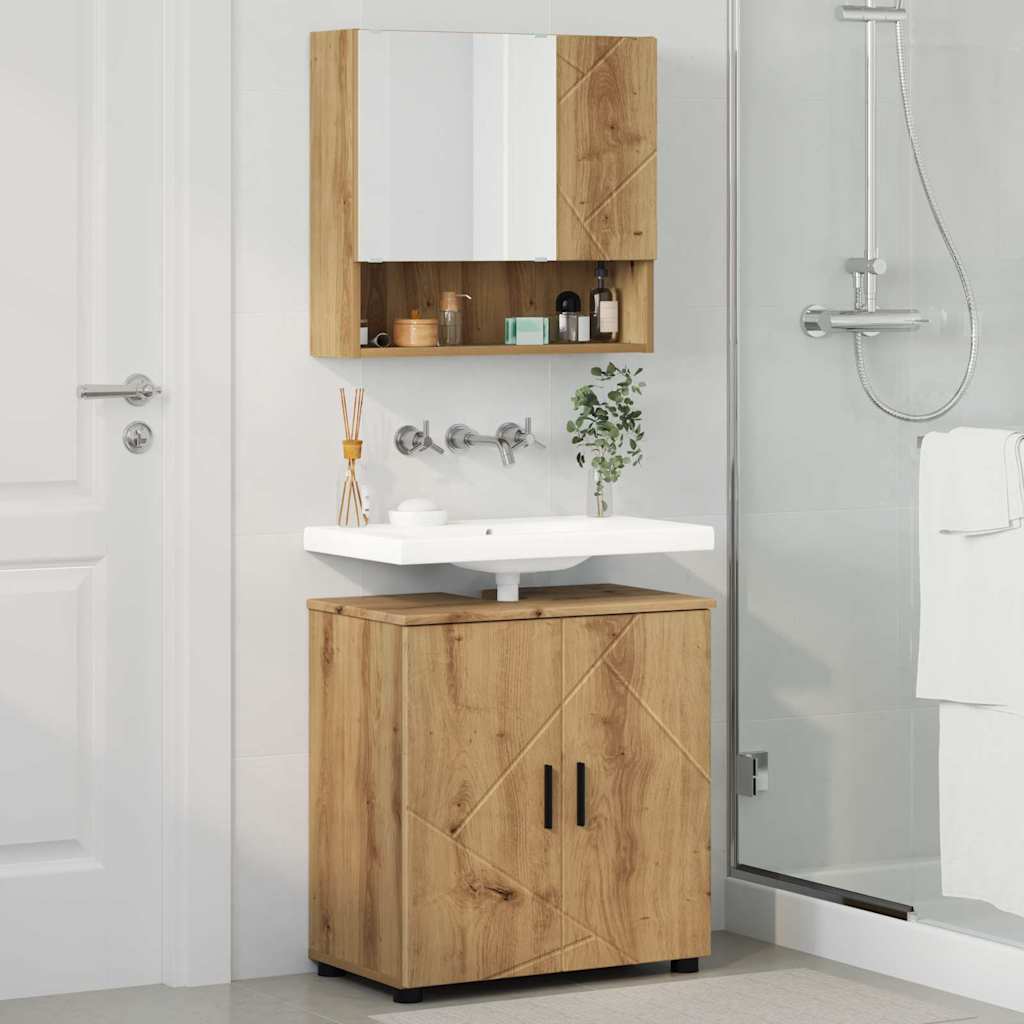 Ensemble de mobilier de salle de bain 2 pc Chêne artisanal - XIOS