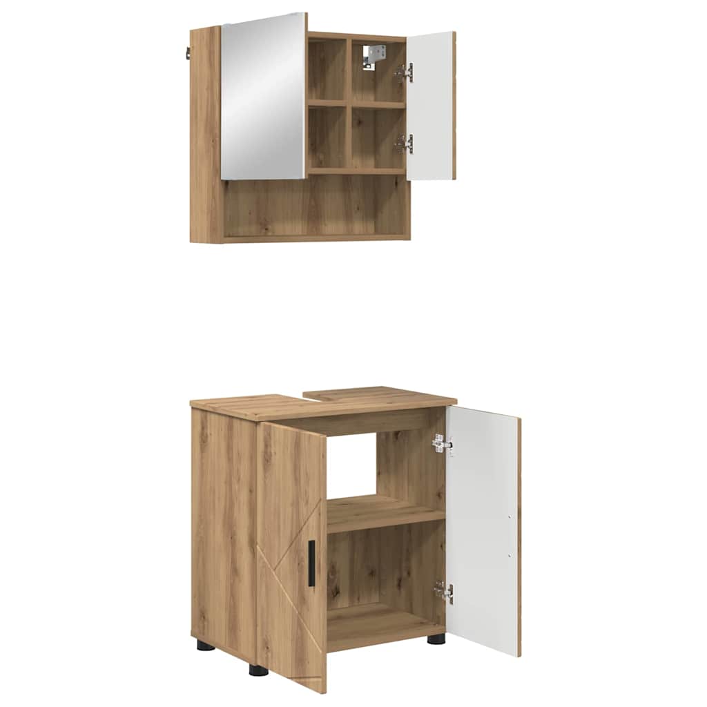 Ensemble de mobilier de salle de bain 2 pc Chêne artisanal - XIOS