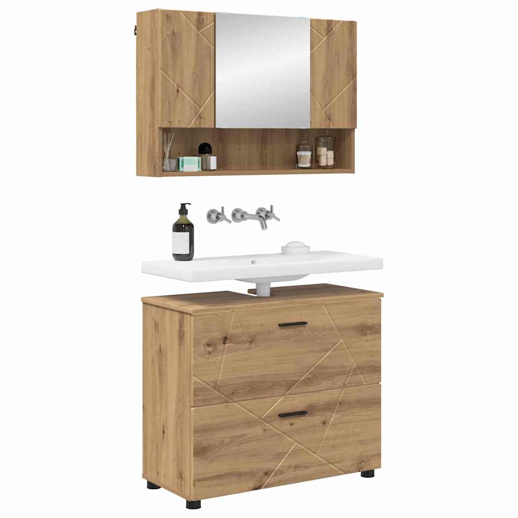 Ensemble de mobilier de salle de bain 2 pc Chêne artisanal - XIOS