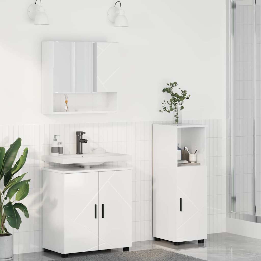 Ensemble de mobilier de salle de bain 3 pc Blanc brillant - XIOS