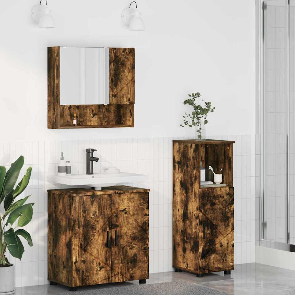 Ensemble de mobilier de salle de bain 3 pc Chêne fumé