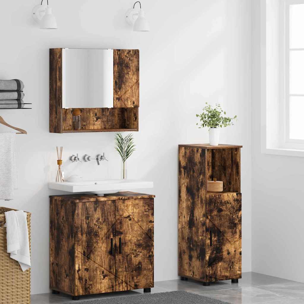Ensemble de mobilier de salle de bain 3 pc Chêne fumé