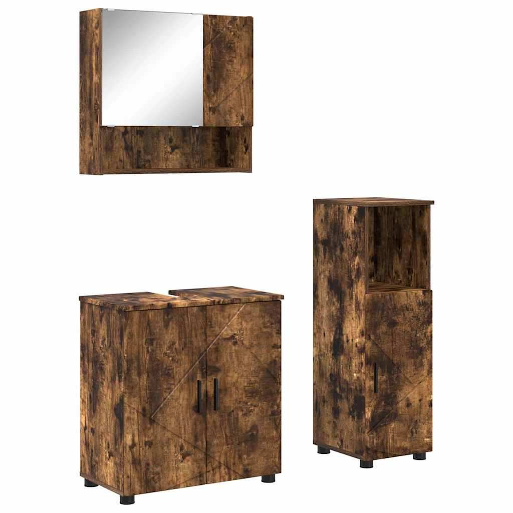 Ensemble de mobilier de salle de bain 3 pc Chêne fumé