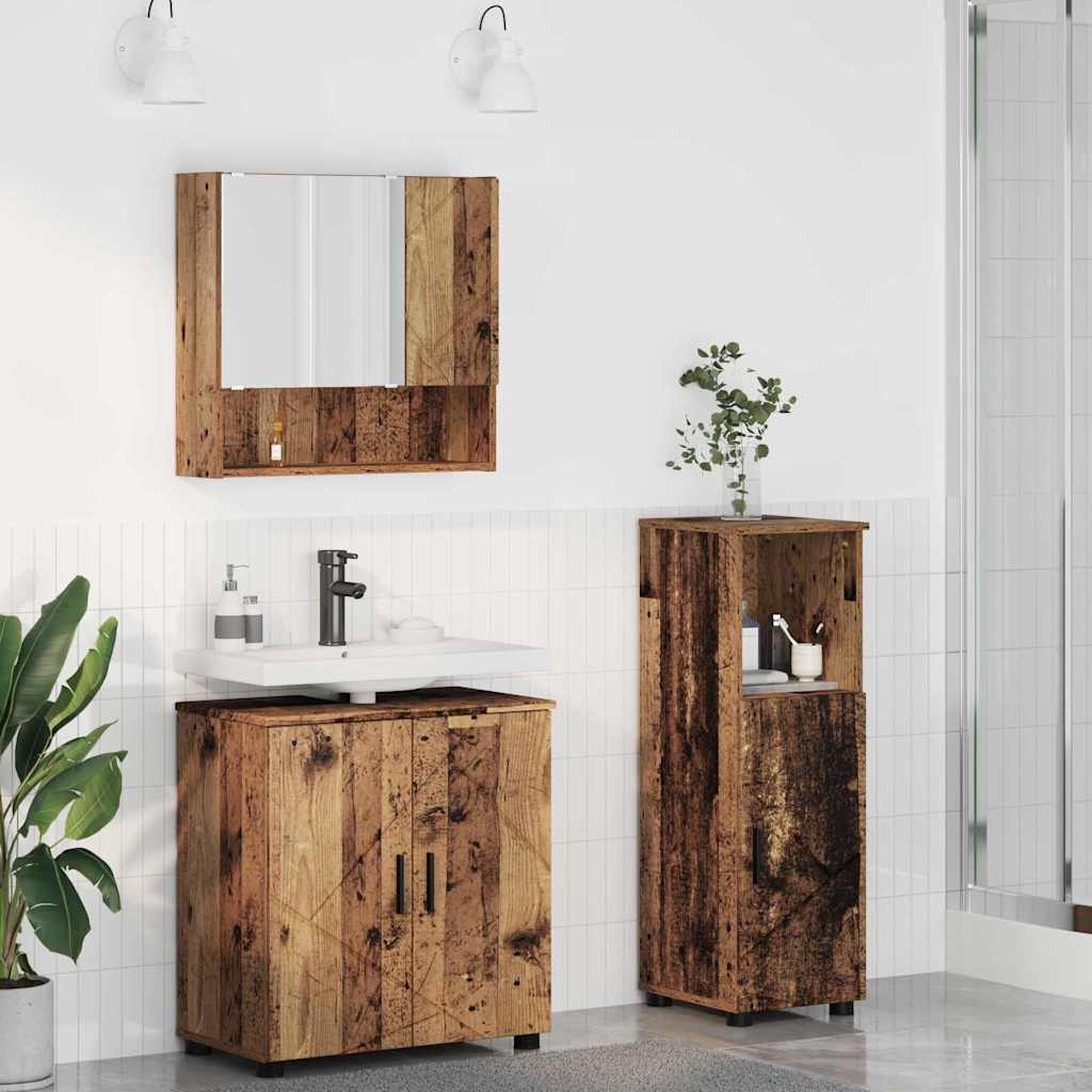 Ensemble de mobilier de salle de bain 3 pc Bois Ancien - XIOS