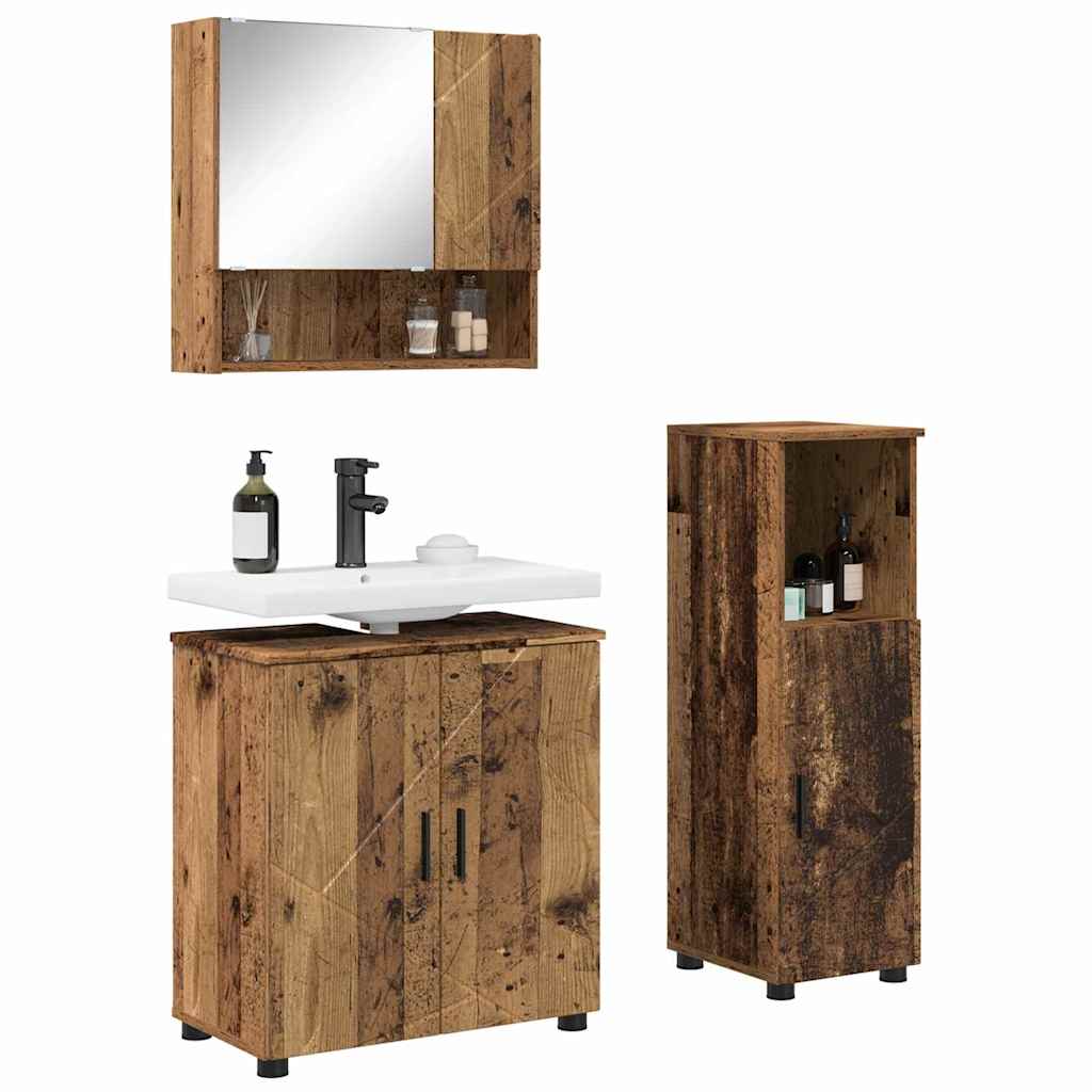 Ensemble de mobilier de salle de bain 3 pc Bois Ancien - XIOS
