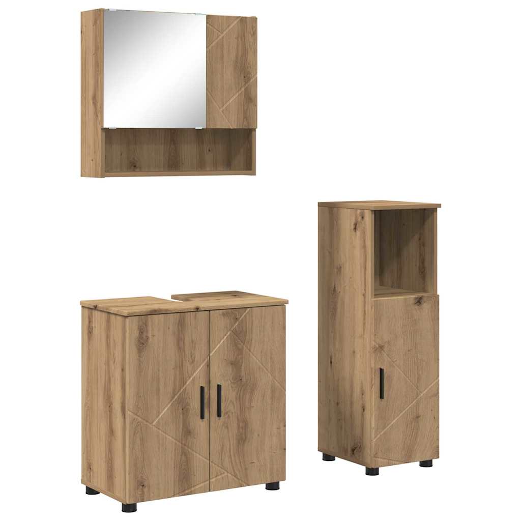 Ensemble de mobilier de salle de bain 3 pc Chêne artisanal - XIOS