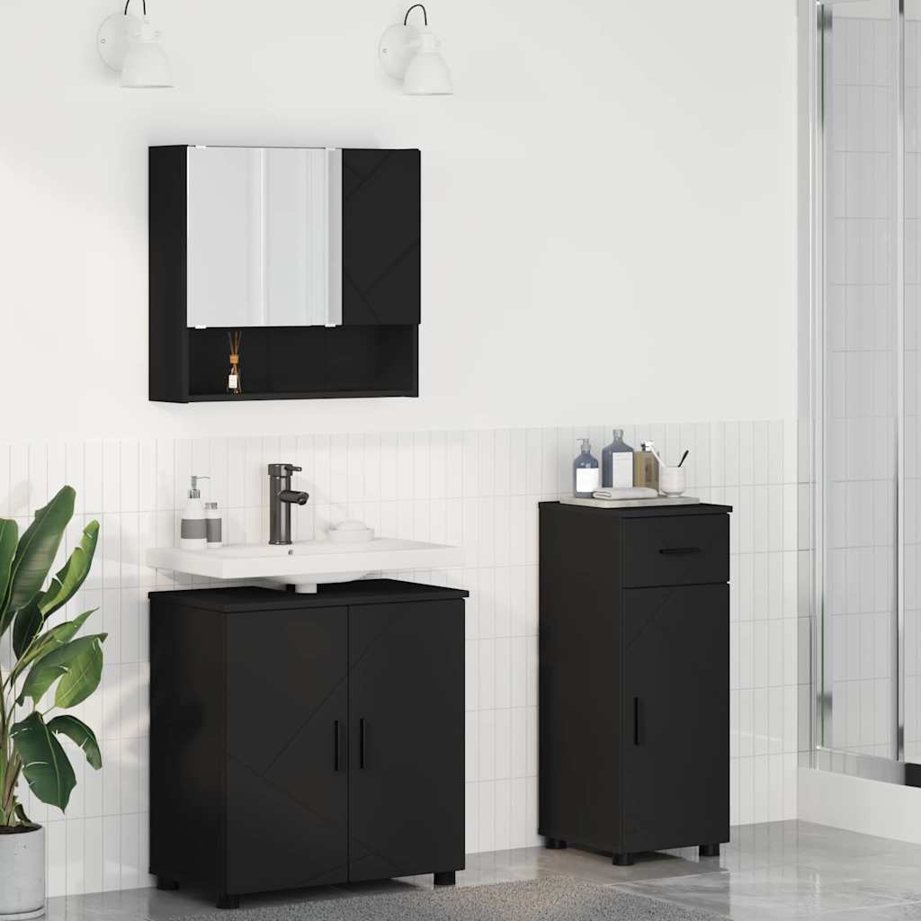 Ensemble de mobilier de salle de bain 3 pc Noir 61 x 35 x 64 cm