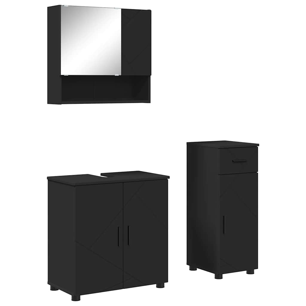 Ensemble de mobilier de salle de bain 3 pc Noir 61 x 35 x 64 cm